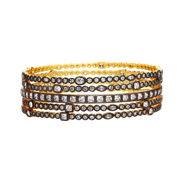 Alternating Stone Radiance Bangle Stack